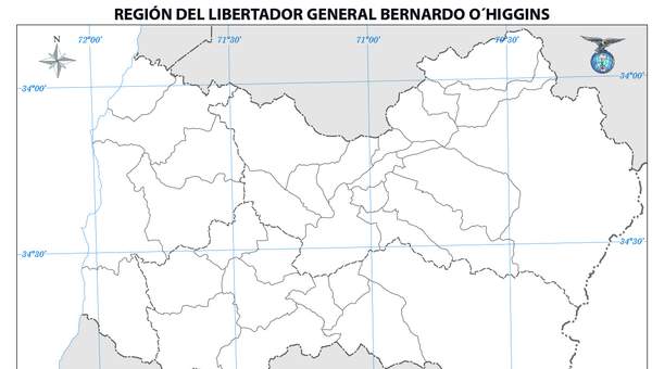 Mapa región del Libertador Bernardo Ohiggins (mudo)