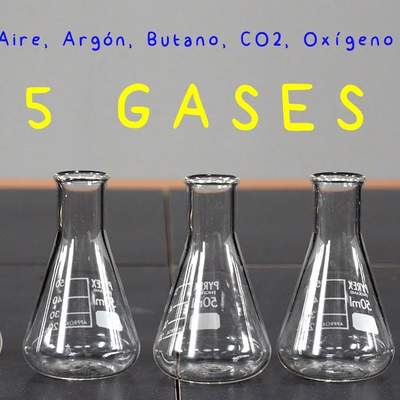 5 Gases: Aire, Argón, Butano, CO2, y Oxígeno