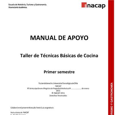 MANUAL DE APOYO TALLER DE TÉCNICAS BÁSICAS DE COCINA