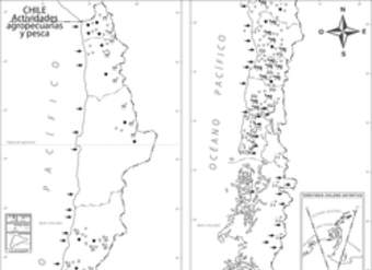 Mapa actividad agropecuaria y pesca en blanco y negro