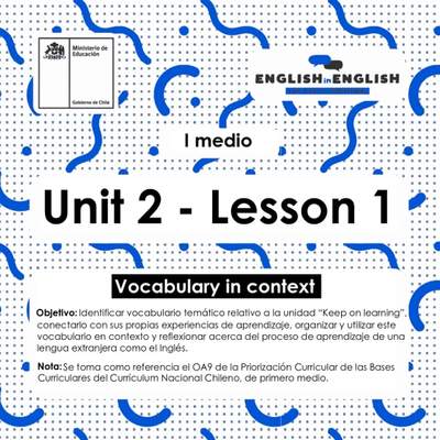 Actividades: 1° Medio Unidad 2 - Lesson 1
