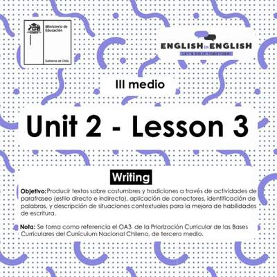 Actividades: 3° Medio Unidad 2 - Lesson 3