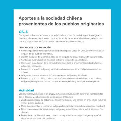 Ejemplo Evaluación Programas - OA03 - Aportes a la sociedad chilena provenientes de los pueblos originarios