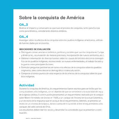 Ejemplo Evaluación Programas - OA03 - OA04 - Sobre la conquista de América