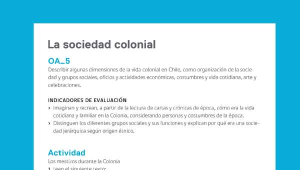 Ejemplo Evaluación Programas - OA05 - La sociedad colonial