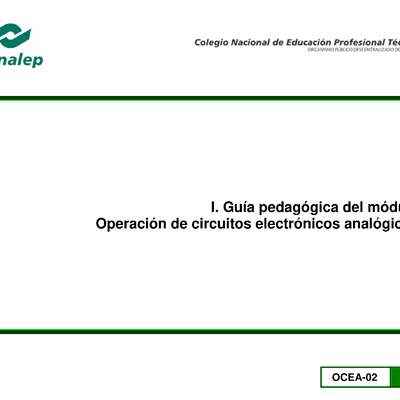 CONALEP (2015). Guía del módulo Operación de circuitos electrónicos analógicos