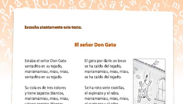 Comprensión y vocabulario El señor Don Gato