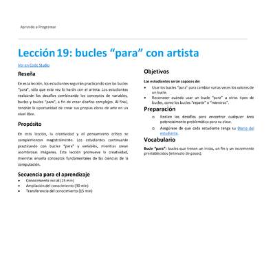Lección19: bucles “para” con artista
