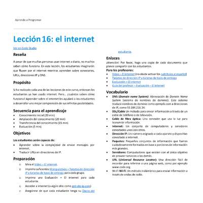 Lección16: el internet