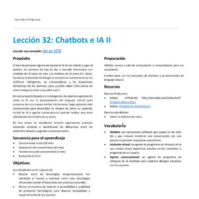 Unidad 2 - Lección 32: Chatbots e IA II