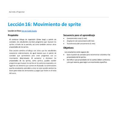 Unidad 1 - Lección 16: Movimiento de sprite