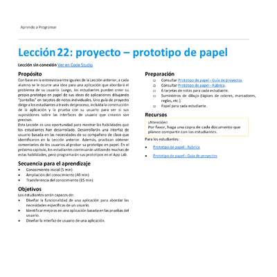 Unidad 2 - Lección22: proyecto – prototipo de papel