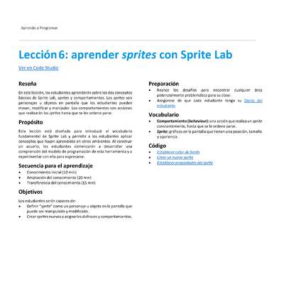 Unidad 2 - Lección 6: aprender sprites con Sprite Lab