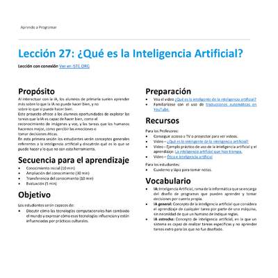 Unidad 4 - Lección 27: ¿Qué es la Inteligencia Artificial?