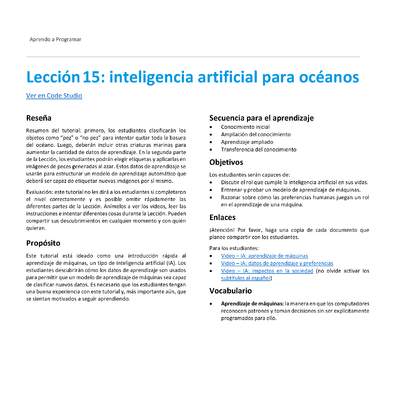 Unidad 3 - Lección 15: inteligencia artificial para océanos