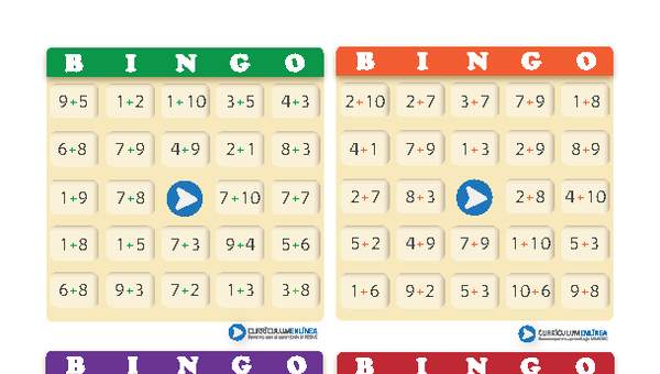 Juego: bingo compuesto de adiciones (IV)
