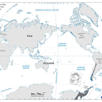 Localización de Chile respecto de Asia y Oceanía