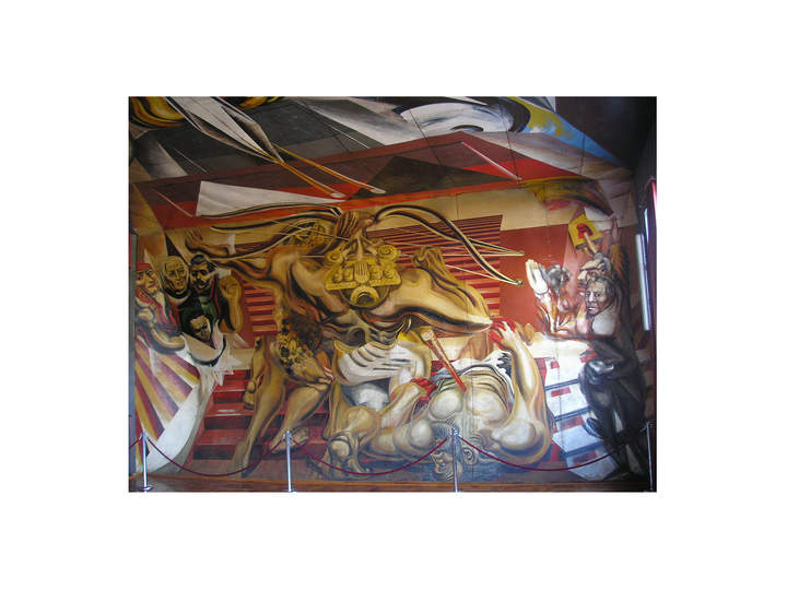 Mural de Siqueiros en Escuela México. Muro Norte