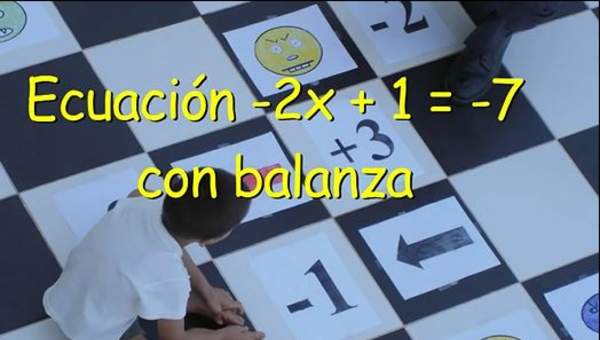Ecuación -2x + 1 = 7 con balanza