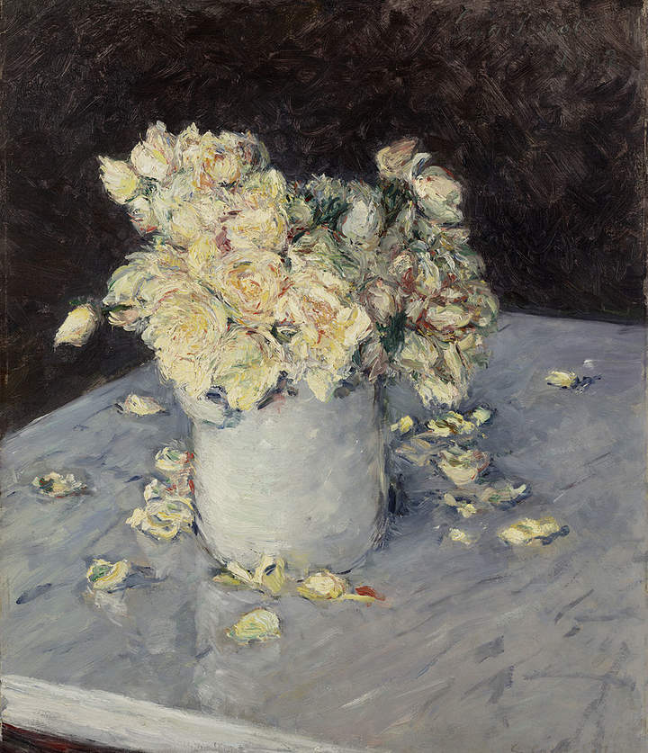 Rosas amarillas en un florero de Gustave Cailleboutte
