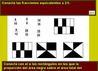 Fracciones equivalentes a 2/5 y área igual a 2/5