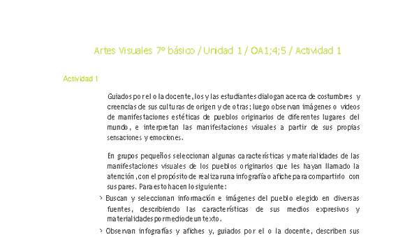 Artes Visuales 7° básico-Unidad 1-OA1;4;5-Actividad 1