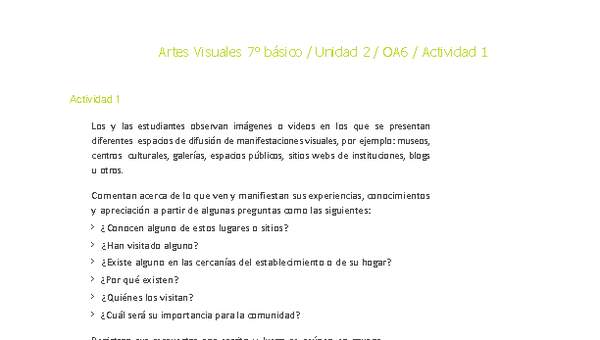 Artes Visuales 7° básico-Unidad 2-OA6-Actividad 1