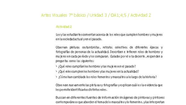 Artes Visuales 7° básico-Unidad 3-OA1;4;5-Actividad 2