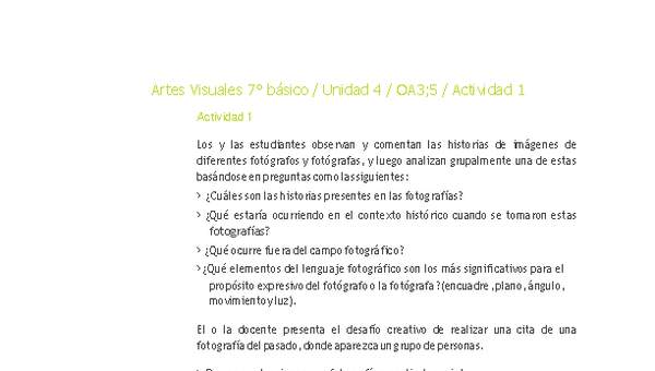 Artes Visuales 7° básico-Unidad 4-OA3;5-Actividad 1