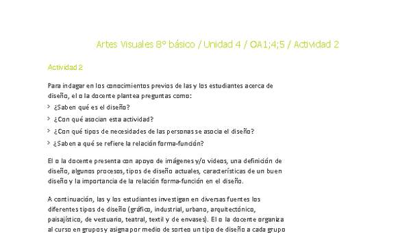 Artes Visuales 8° básico-Unidad 4-OA1;4;5-Actividad 2