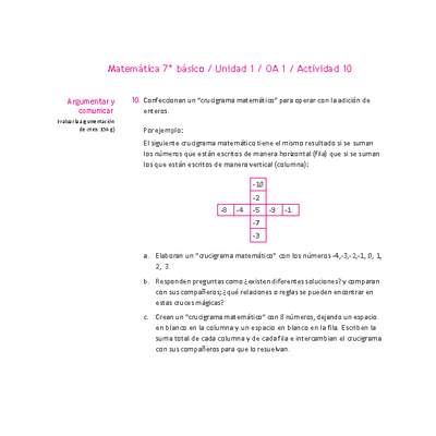 Matemática 7° básico -Unidad 1-OA 1-Actividad 10