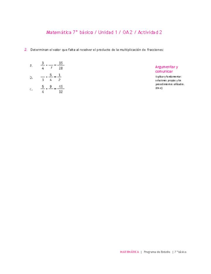 Matemática 7° básico -Unidad 1-OA 2-Actividad 2