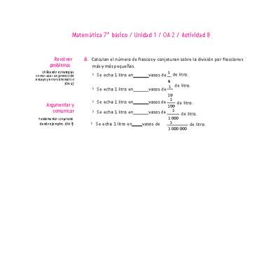 Matemática 7° básico -Unidad 1-OA 2-Actividad 8