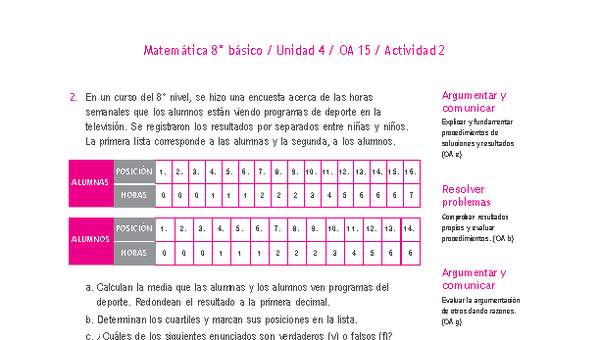 Matemática 8° básico -Unidad 4-OA 15-Actividad 2