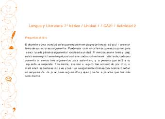 Lengua y Literatura 7° básico-Unidad 1-OA21-Actividad 2