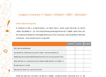 Lengua y Literatura 7° básico-Unidad 2-OA21-Actividad 1