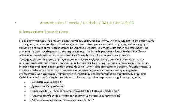 Artes Visuales 2 medio-Unidad 1-OA1;4-Actividad 6