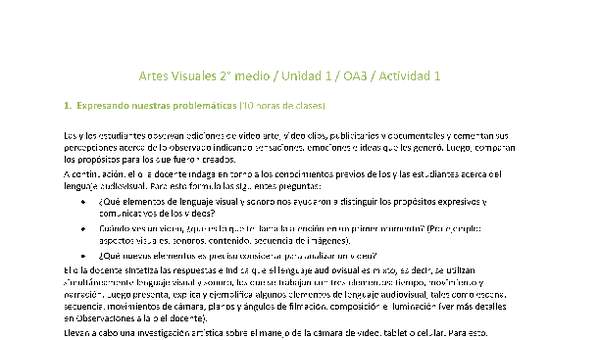 Artes Visuales 2 medio-Unidad 1-OA3-Actividad 1