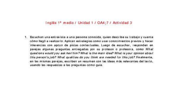 Inglés 1 medio-Unidad 1-OA4;7-Actividad 3