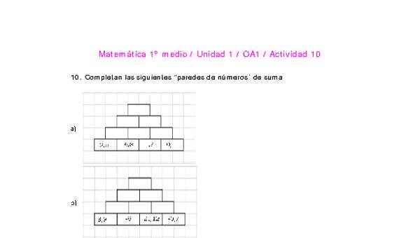 Matemática 1 medio-Unidad 1-OA1-Actividad 10