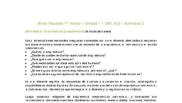 Artes Visuales 1 medio-Unidad 2-OA1;4;5-Actividad 3