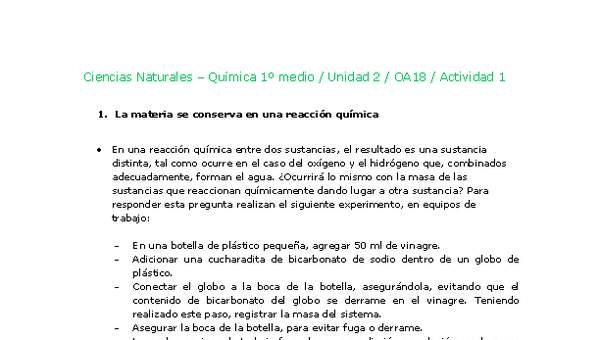 Ciencias Naturales 1 medio-Unidad 2-OA18-Actividad 1