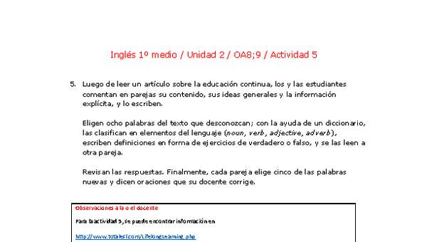 Inglés 1 medio-Unidad 2-OA8;9-Actividad 5