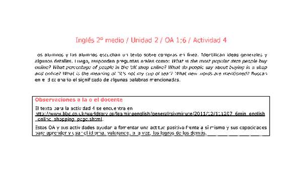 Inglés 2 medio-Unidad 2-OA1;6-Actividad 4