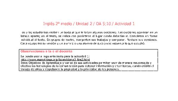 Inglés 2 medio-Unidad 2-OA5;10-Actividad 1