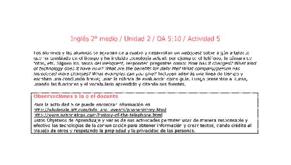 Inglés 2 medio-Unidad 2-OA5;10-Actividad 5