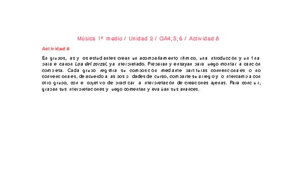 Artes Musicales 1 medio-Unidad 2-OA4;5;6-Actividad 8