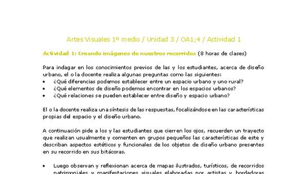 Artes Visuales 1 medio-Unidad 3-OA1;4-Actividad 1