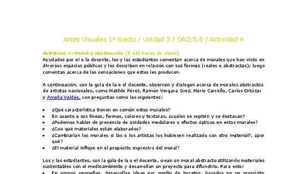 Artes Visuales 1 medio-Unidad 3-OA2;5;6-Actividad 4
