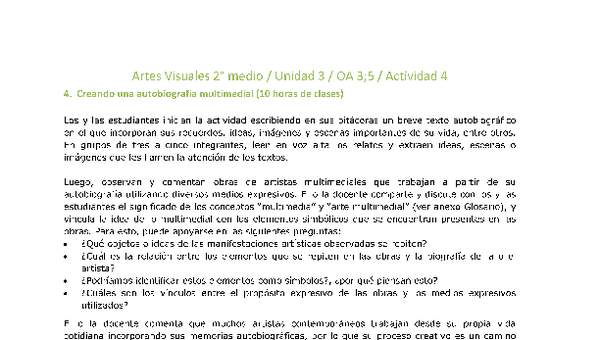 Artes Visuales 2 medio-Unidad 3-OA3;5-Actividad 4